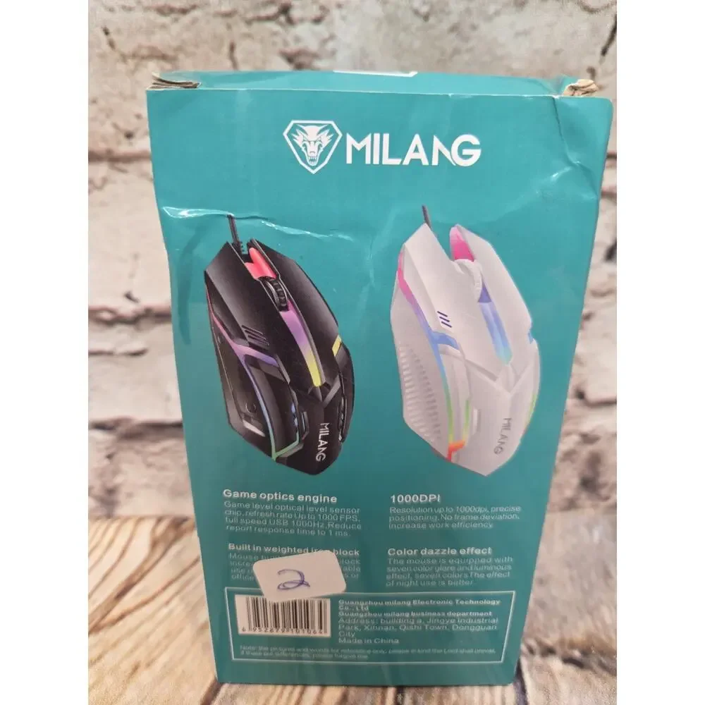 Milang Black Gaming Mouse Limit Blade Rainbow Back light USB Attachment NEW
